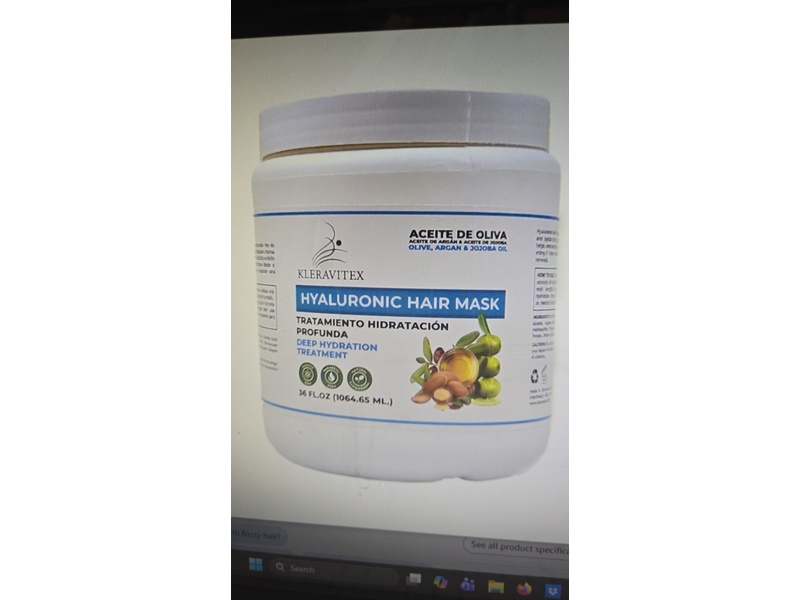 Kleravitex Deep Hydration Treatment Hair Mask, Hyaluronic, 36 fl oz/1064.65 mL