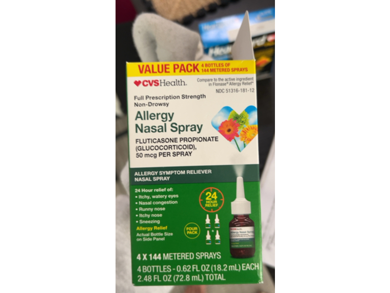 CVS Health Allergy Nasal Spray, 0.62 fl oz/18.2 mL, Pack Of 4