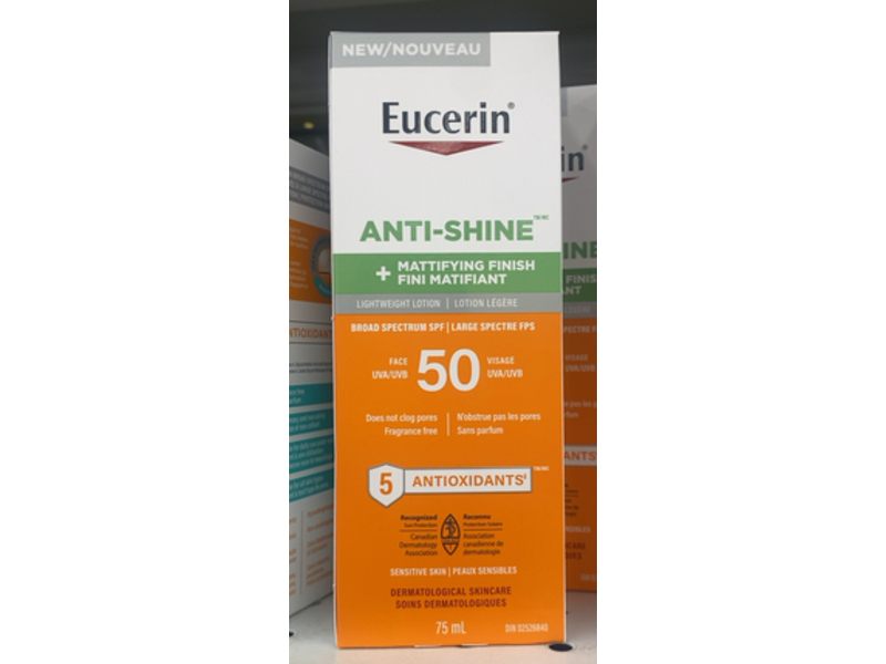 Eucerin Anti-Shine Mattifying Finish Lightweight Lotion, SPF 50, 75 mL