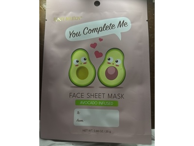 Beauty Intuition You Complete Me Face Sheet Mask, Avocado Infused, 0.88 fl oz/25 g