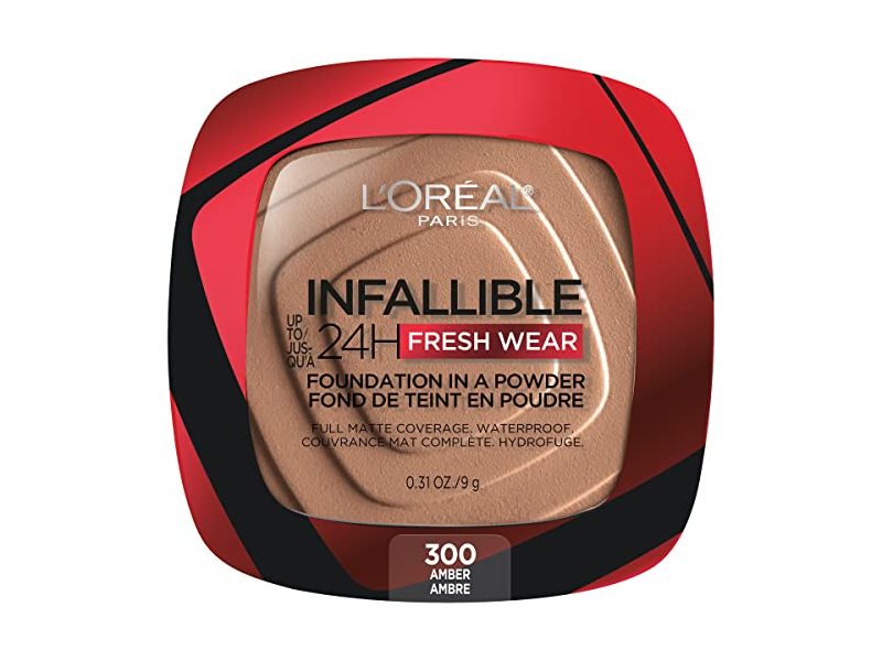 L'Oreal Paris Infallible Fresh Wear Powder Foundation, 300 Amber, 0.31 oz/9 g