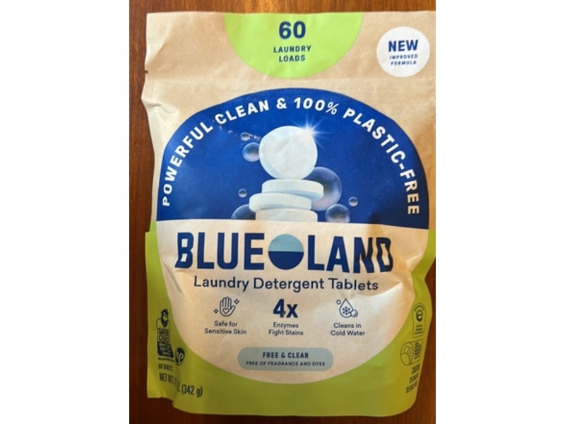 Blue Land Laundry Detergent Tablets, Free & Clear, 60 Loads, 12 oz/342 g