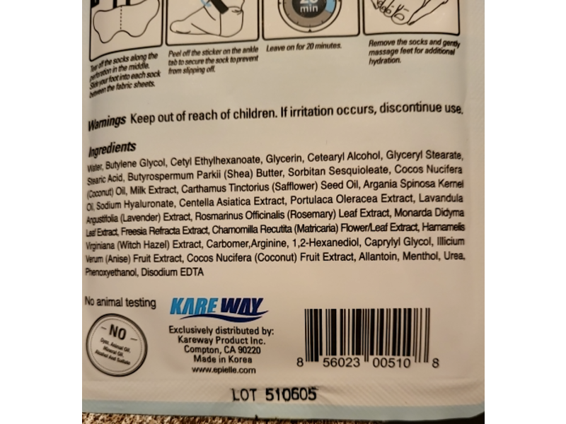 Epielle Intensive Repairing Socks, Coconut Oil, Milk Extract & Hyaluronic Acid, Pack Of 3