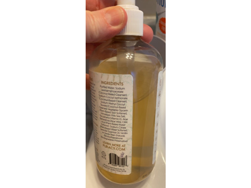 Puracy Natural Liquid Hand Soap, Lavender & Vanilla, 12 fl oz/355 mL