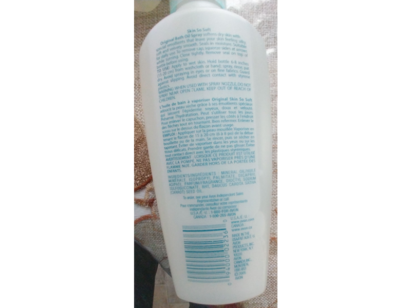 Avon Skin So Soft Bath Oil Spray, Original, 5 fl oz/150mL