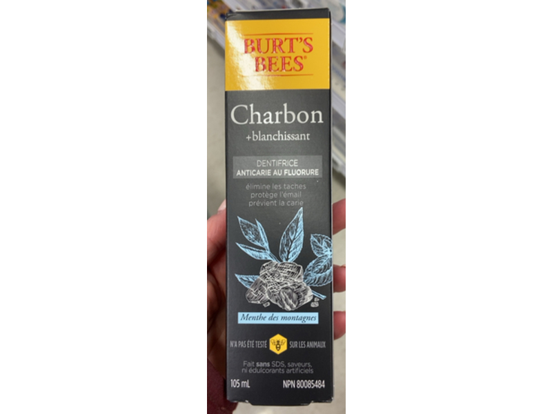 Burt's Bees Charcoal + Whitening Toothpaste, Mountain Mint, 105 mL, Pack of 2