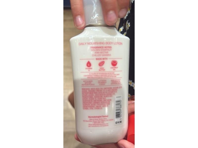 Bath & Body Works Daily Nourishing Body Lotion, Starfruit Sangria, Shea Butter + Coconut Oil, 8 fl oz/236 mL
