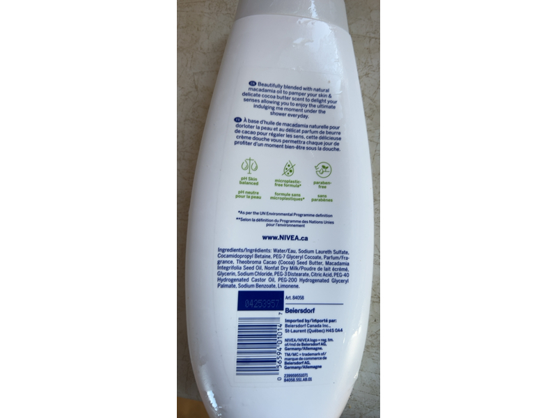 Nivea Body Wash, Cocoa Butter & Macadamia Oil, 500 mL