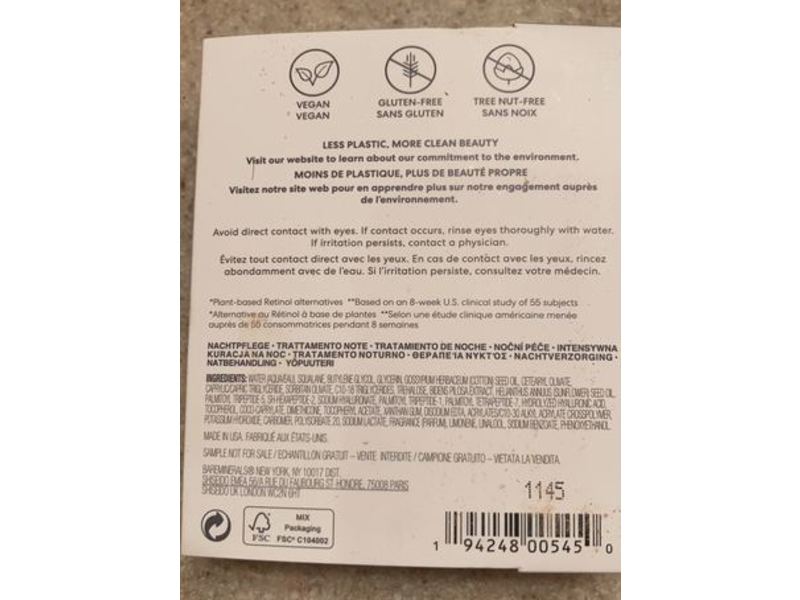 Bare Minerals Ageless Phyto-Retinol Night Concentrate, 0.27 fl oz/8 mL