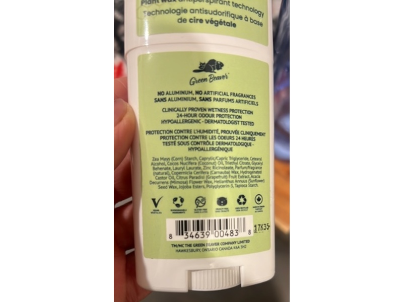 Green Beaver Natural Antiperspirant, Sunny Citrus, 50 g