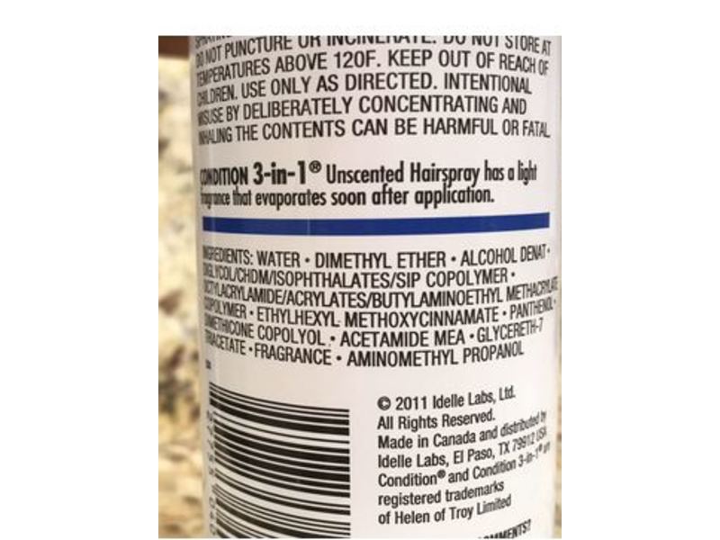 Clairol Condition 3-In-1 Hairspray, Extra Hold, Unscented, 7 oz/198 g