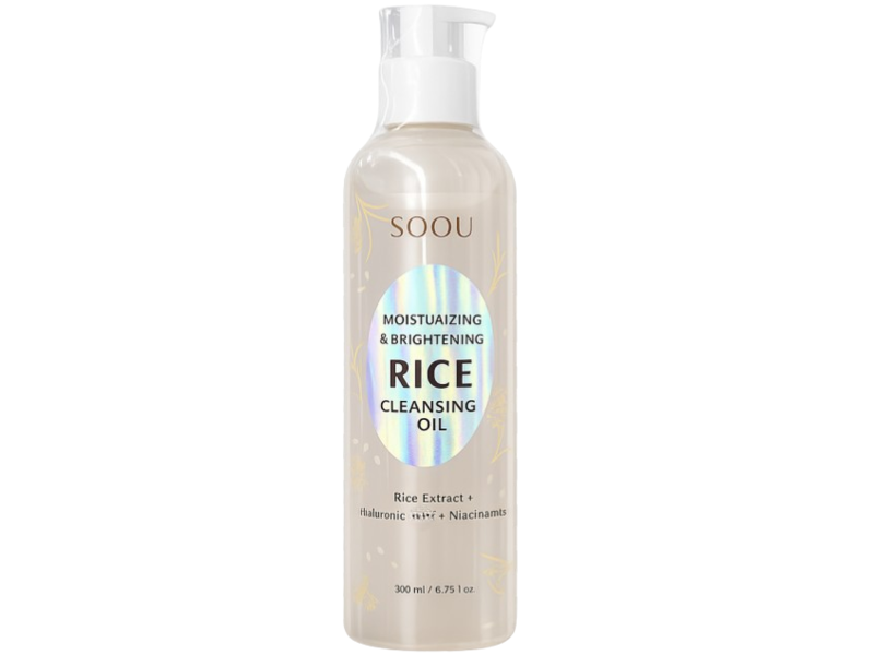 SOQU Moisturizing & Brightening Rice Cleansing Oil, Rice Extract + Hyaluronic Acid + Niacinamide, 6.76 fl oz/200 mL