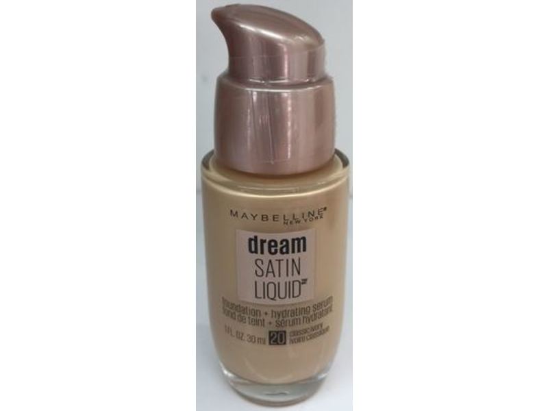 Maybelline New York Dream Satin Liquid Foundation + Hydrating Serum, Classic Ivory 20, 1 fl oz/30 mL
