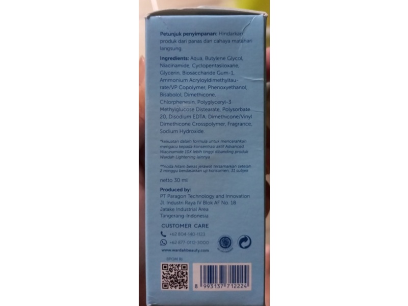 Wardah Lightening Serum Ampoul, Niacinamide, 30 mL