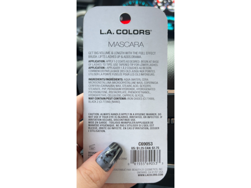 L.A. Colors Big Lash Mascara, C69053 Beyond Black, 0.20 fl oz/6 mL