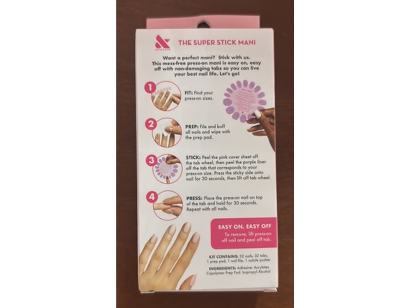 Olive & June Effects Super Stick Mani Press-Ons, Round, Short, Unicorn French, 32 Count