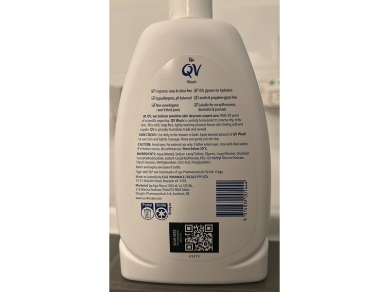 QV Skincare Body Wash, Sensitive Skin, 1 L