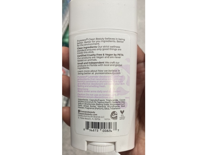Purezero Clean Beauty Deodorant, Lavender, 2.65 oz/75 g