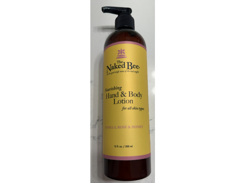 The Naked Bee Hand & Body Lotion, Vanilla, Rose & Honey, 12 fl oz/355 mL