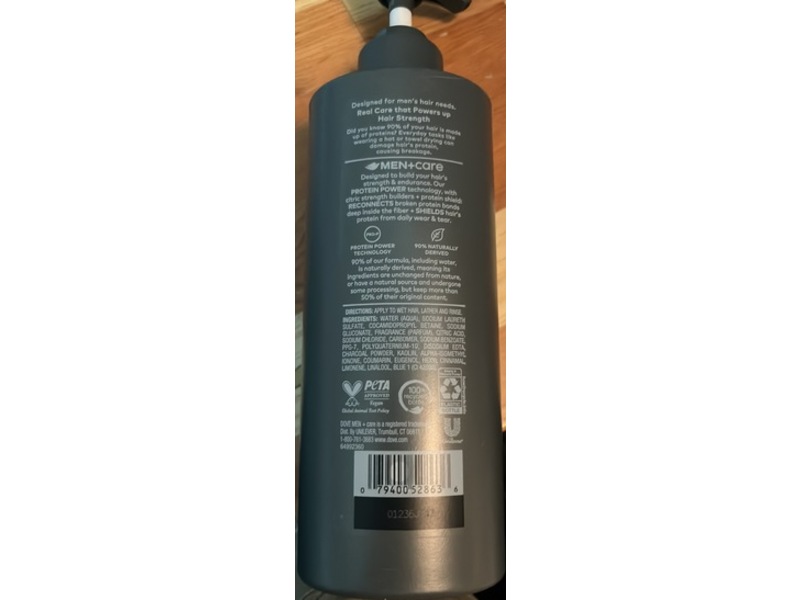 Dove Men+Care Deep Purifying Shampoo, Charcoal+Clay, 18 fl oz/532 mL