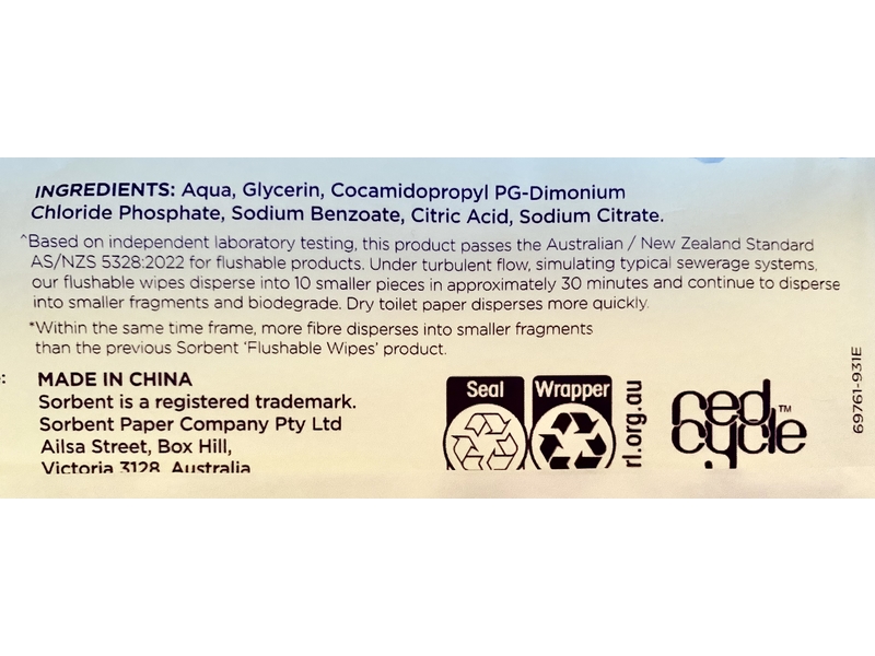 Sorbent Flushable Wipes, 40 Count, Pack Of 14