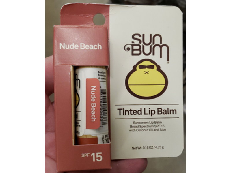 Sun Bum Tinted Lip Balm, Nude Beach, SPF 15, 0.15 oz/4.25 g
