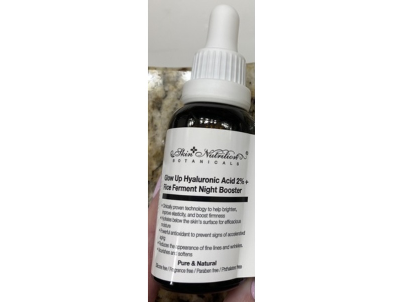 Skin Nutrition Botanicals Glow Up Hyaluronic Acid 2% + Rice Ferment Night Booster, 1.0 oz / 30 ml