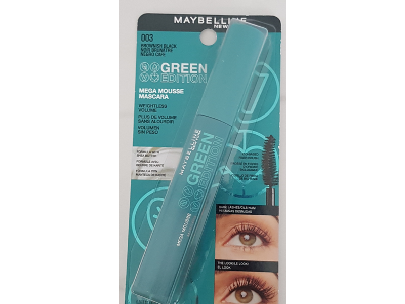 Maybelline New York Green Edition Mega Mousse Mascara, Brownish Black, 0.3 oz