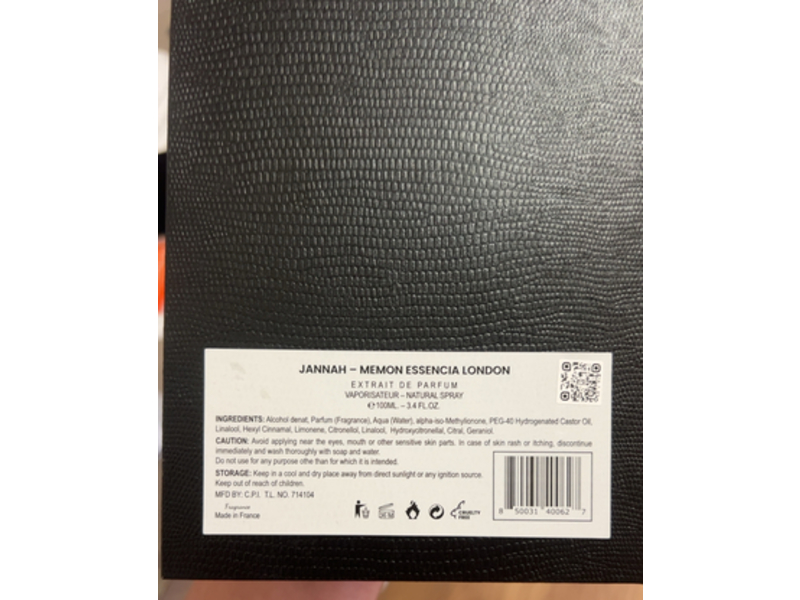 Memon Essencia Jannah Perfume Extract, 3.4 fl oz/100 mL