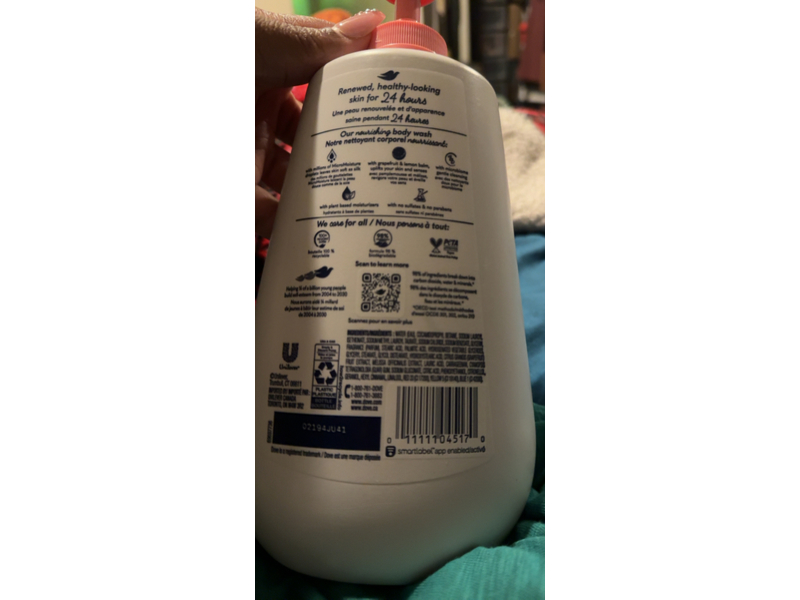 Dove Summer Care Body Wash, Grapefruit & Lemon Balm, 30.6 fl oz/905 mL