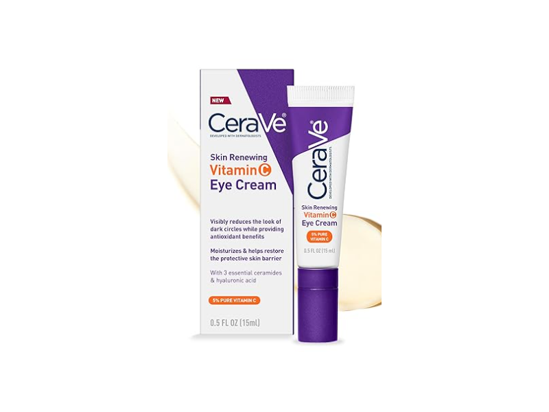 CeraVe Skin Renewing Eye Cream, Vitamin C, 0.5 fl oz/15 mL