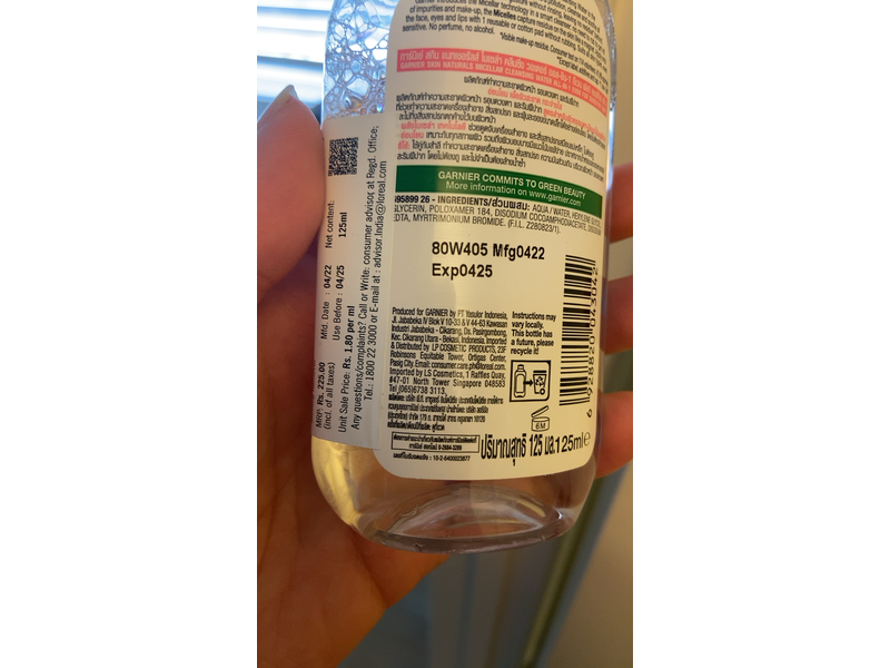 Garnier Skin Naturals Micellar Cleansing Water, Sensitive Skin, 125 mL