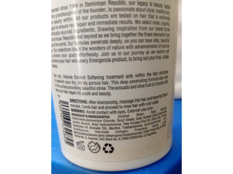 Emergencia Volume Control & Softening Deep Acting Treatment Hair Mask, Olive Oil + Avocado, 8 fl oz/226.72 mL