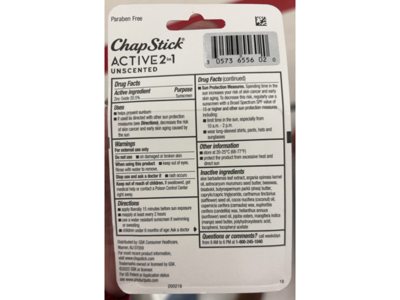 Chapstick Active 2 In 1 Lip Balm, SPF 25, 0.18 oz/5 g, Pack Of 3