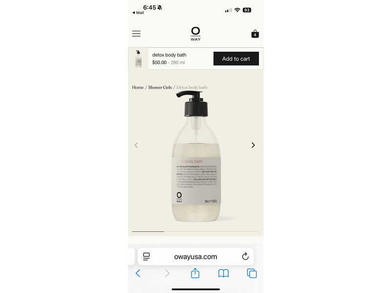 Oway Detox Body Bath, 9.5 fl oz/280 mL