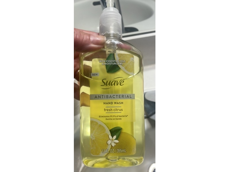 Suave Antibacterial Liquid Hand Wash, Fresh Citrus, 12 fl oz/355 mL