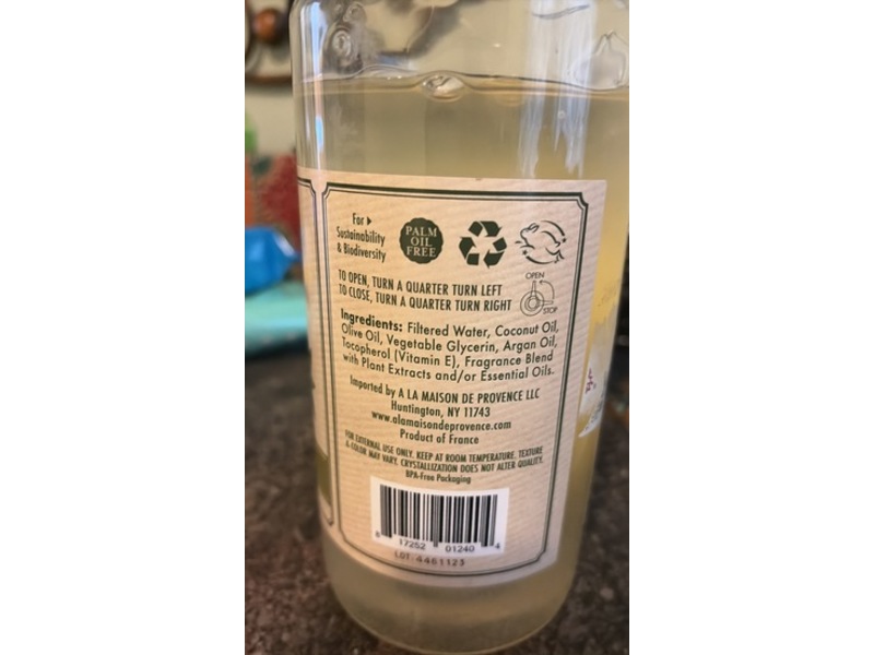 A La Maison De Provence Liquid Soap, Rosemary Mint, 33.8 fl oz/1 L