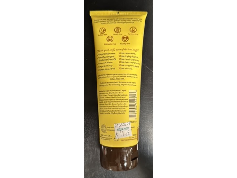 The Naked Bee Purifying Body Wash, Coconut & Honey, 8 fl oz/237 mL