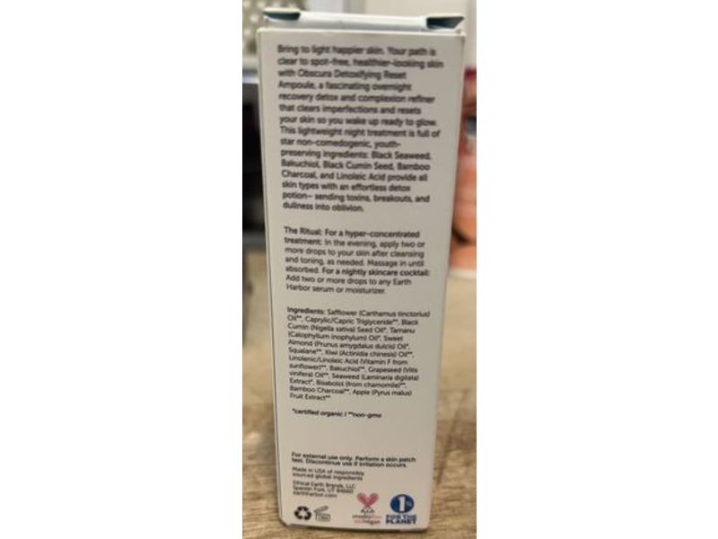 Earth Harbor Obscura Detoxifying Reset Ampoule, Black Seaweed + Bakuchiol, 1 fl oz/30 mL