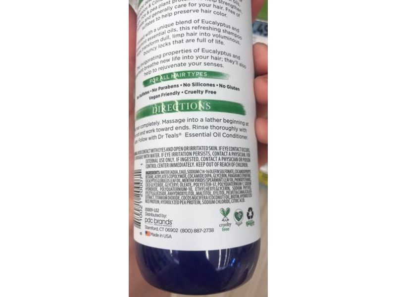Dr. Teal's Essential Oil Shampoo, Eucalyptus & Spearmint, 16 fl oz/473 mL