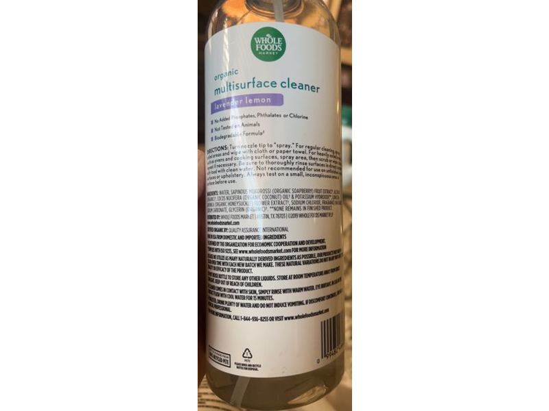 Whole Foods Market Organic Multisurface Cleaner, Lavender Lemon, 24 fl oz/710 mL