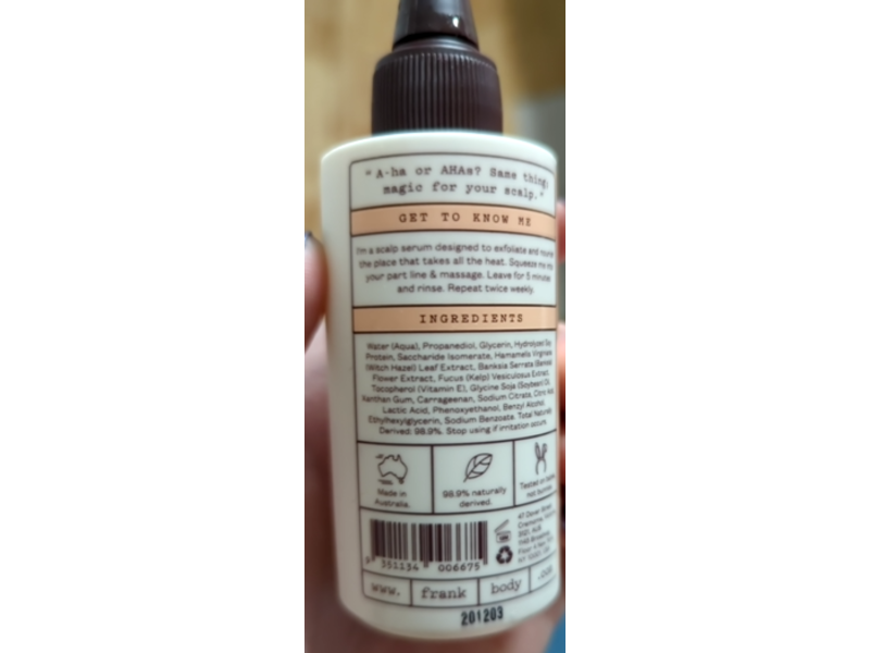 Frank Body Exfoliating Scalp Serum, 2.37 fl oz/70 mL