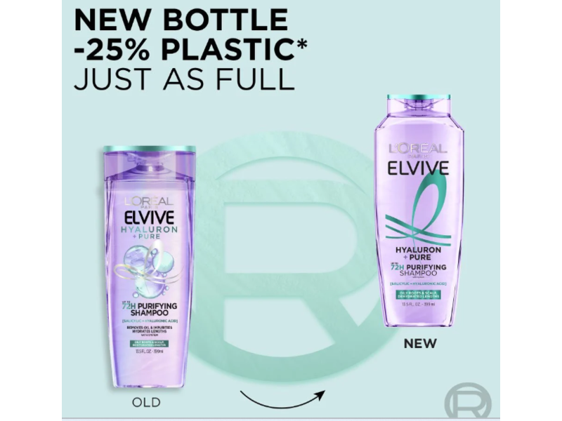 L'Oreal Paris Elvital Hyaluron Purifying Shampoo, Salicylic + Hyaluronic Acids, 400 mL