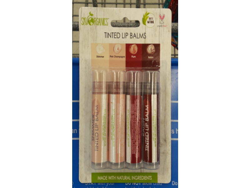 Sky Organics Tinted Lip Balms Set, 0.15 oz/4.25 g, Pack 4