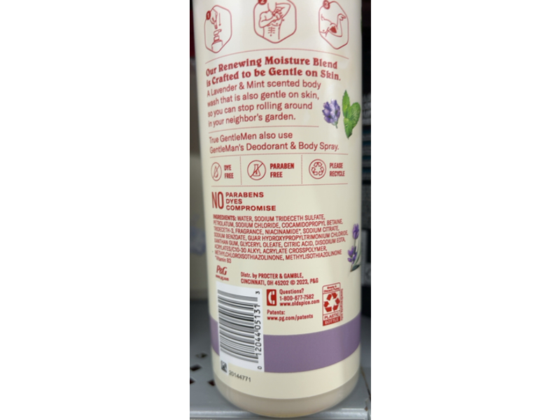Old Spice Gentle Man's Body Wash, Lavender & Mint, 18 fl oz/532 mL