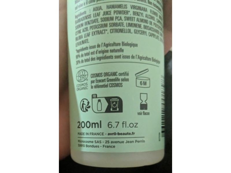 Avril Face Tonic, Organic Witch Hazel Floral Water, 6.7 fl oz/200 mL