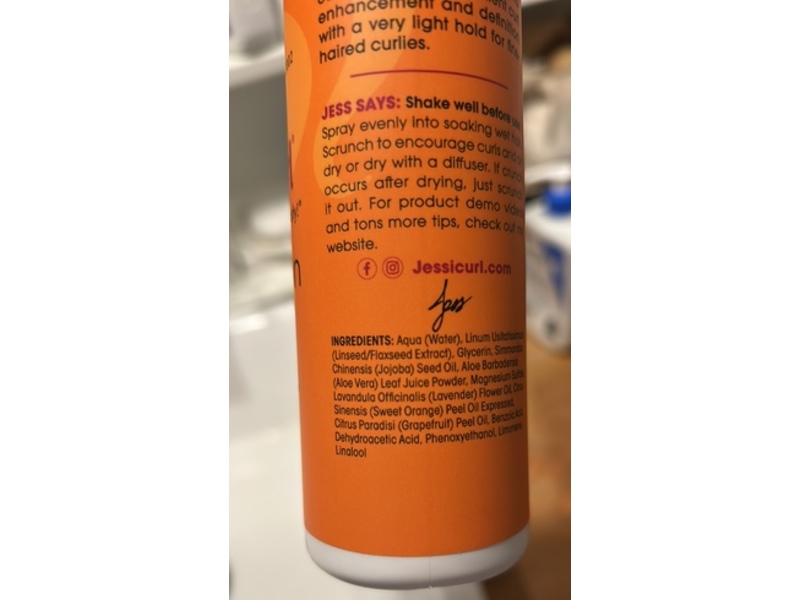 Jessicurl Styling Gelebration Spray Curl Enhancer, Citrus Lavender, 8 fl oz/237 mL