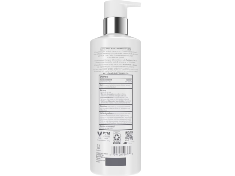 Dove Derma Scalp Dandruff & Itch Relief Anti-Dandruff Shampoo, Pyrithione Zinc, 16 fl oz