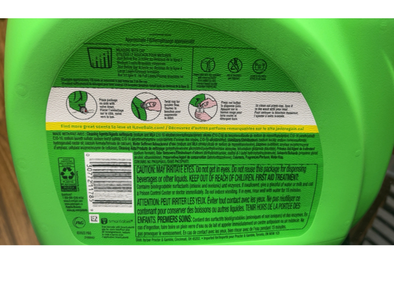 Gain + Odor Defense Liquid Laundry Detergent, Super Fresh Blast, 128 Loads, 184 fl oz/5.44 L