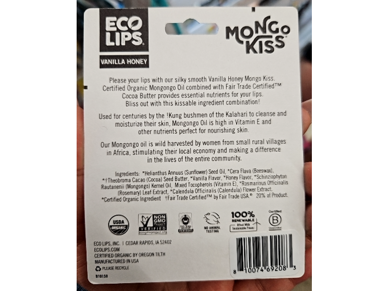 Eco Lips Mango Kiss Lip Balm, Vanilla Honey, 0.25 oz/7.1 g